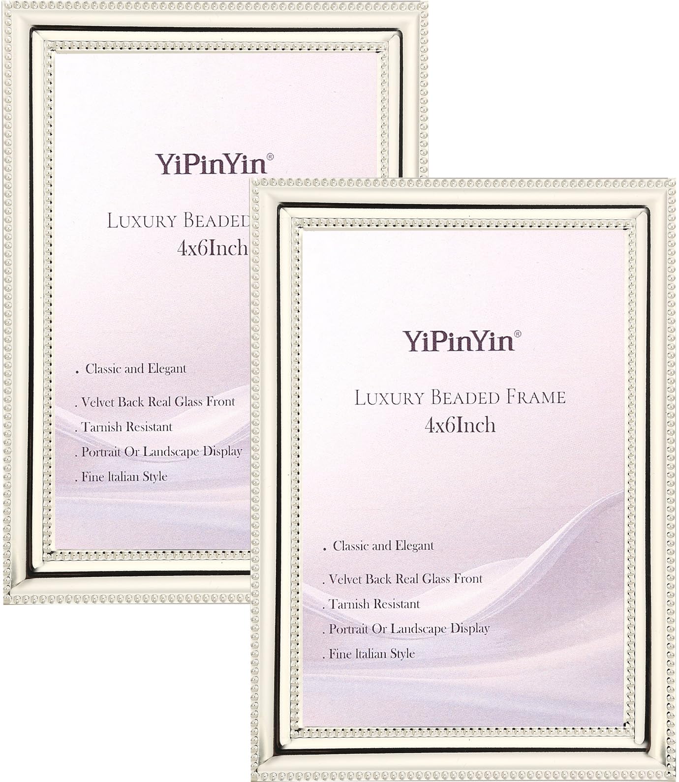YiPinYin Classy Silver Plated 4x6'' Metal Frame 2-Pack