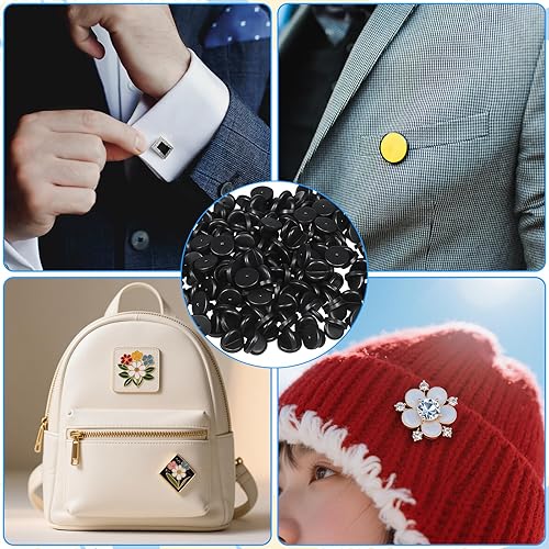 Miniatura 5 de Giantree 200 piezas de gomas para pasadores, respaldo de seguridad de pasadores, soportes de pasadores de goma de PVC, soportes para broches de