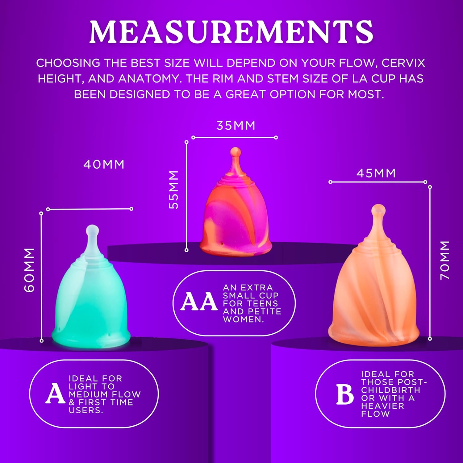 Reusable Menstrual Cup -100% Medical Grade Silicone - No Metals or Toxins - Soft & Comfortable Period Care - Leak Free - 10 Hours of Protection - Size AA-Rose Rage