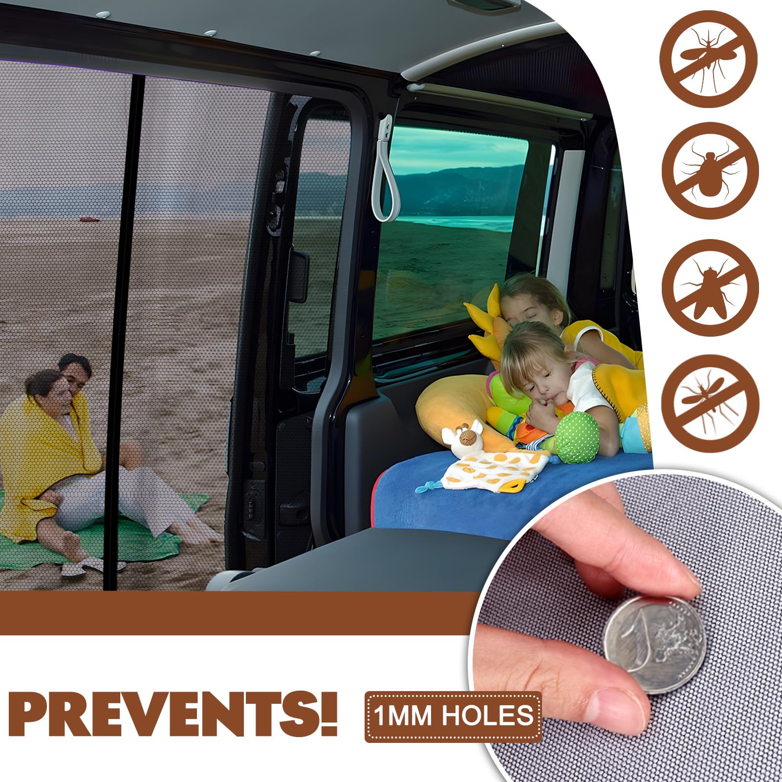 ZATOOTO Moskitonetz Magnetisch Kompatibel VW T5 T6 für Schiebetür, Fliegengitter Insektenschutz Sonnenschutz, Seitentür Schattennetz Camping