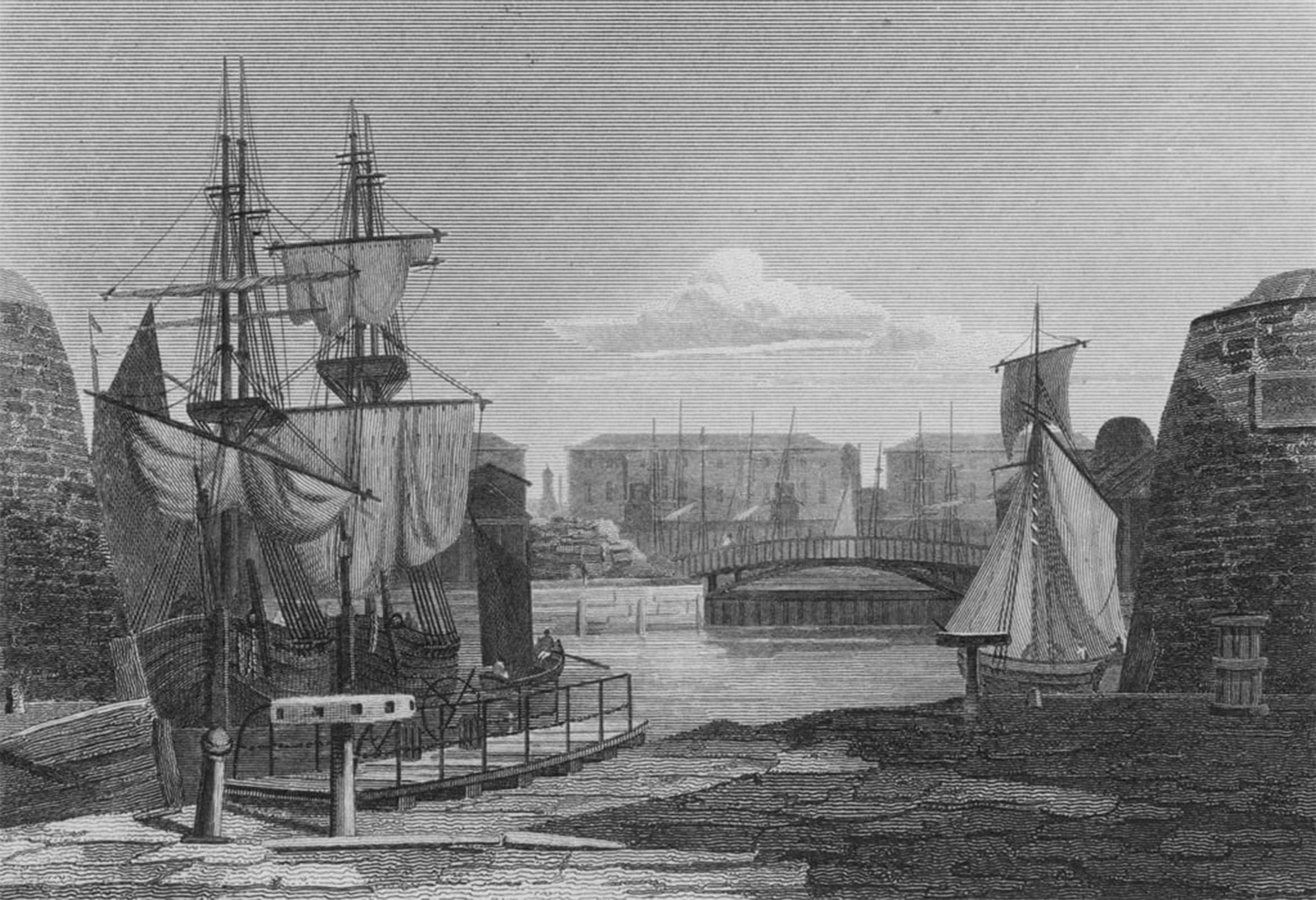 SERENDIPITP Abstract Painting Mural Print Picture Wall Decor Painting the Entrance to the London Docks by Preston Neale Vintage Wall Artwork for Home Decor 60x90cm