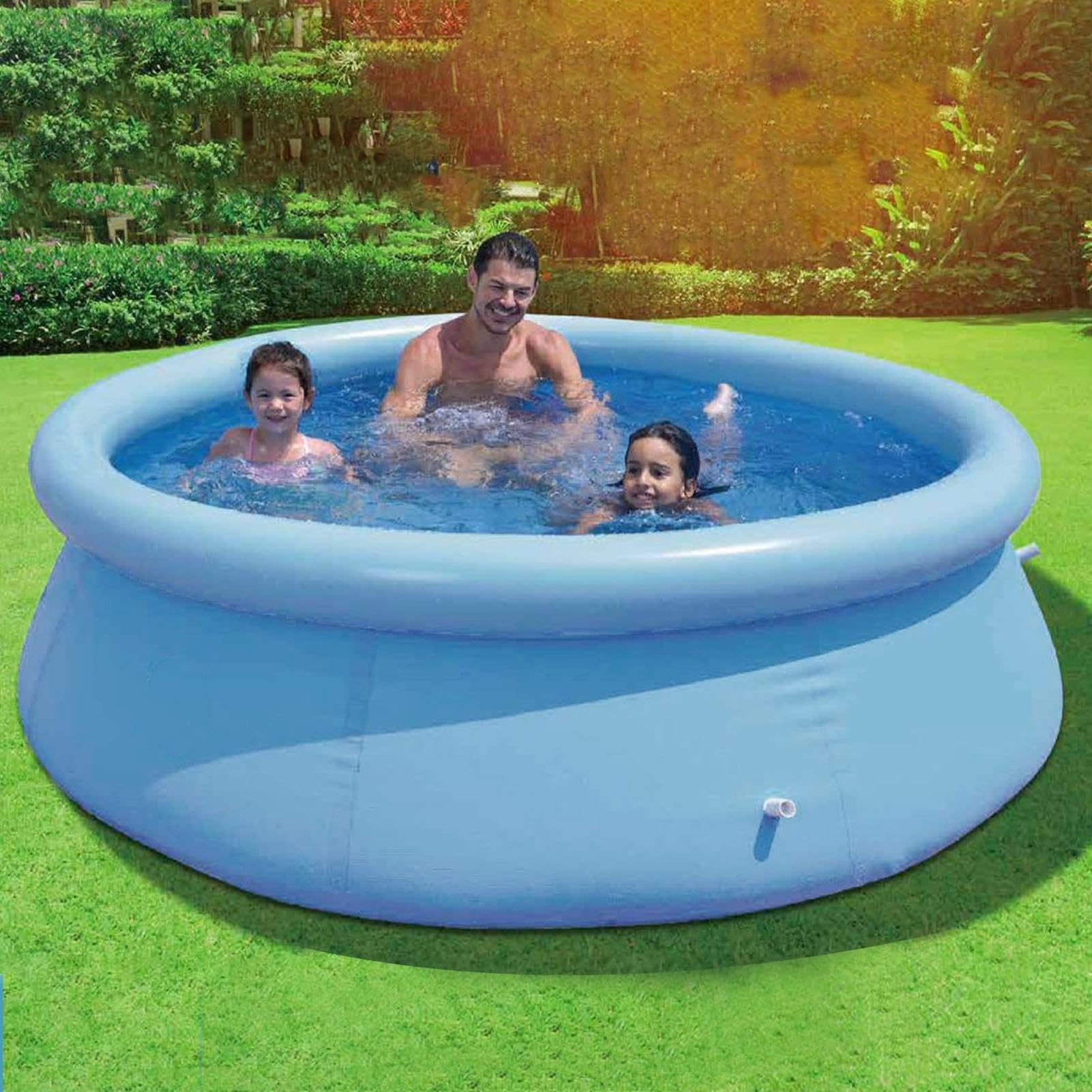 Piscina inflable para natación – PVC 168 x 51 cm 183 x 51 cm, | Piscina familiar al aire libre con marco y anillo superior inflable, plegable para niños | Backyard Garden Water Play
