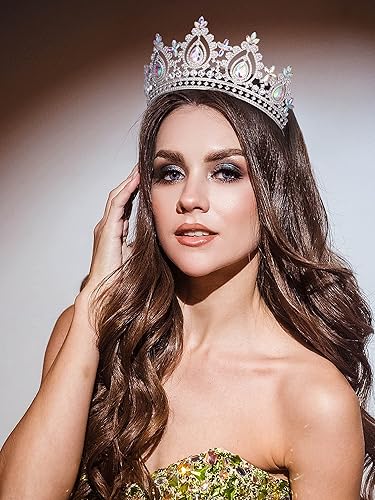 Miniatura 3 de SWEETV Corona de reina para mujer, tiara de boda para novia, tiara de princesa, corona de quinceañera, tocado de cristal para baile de graduación,