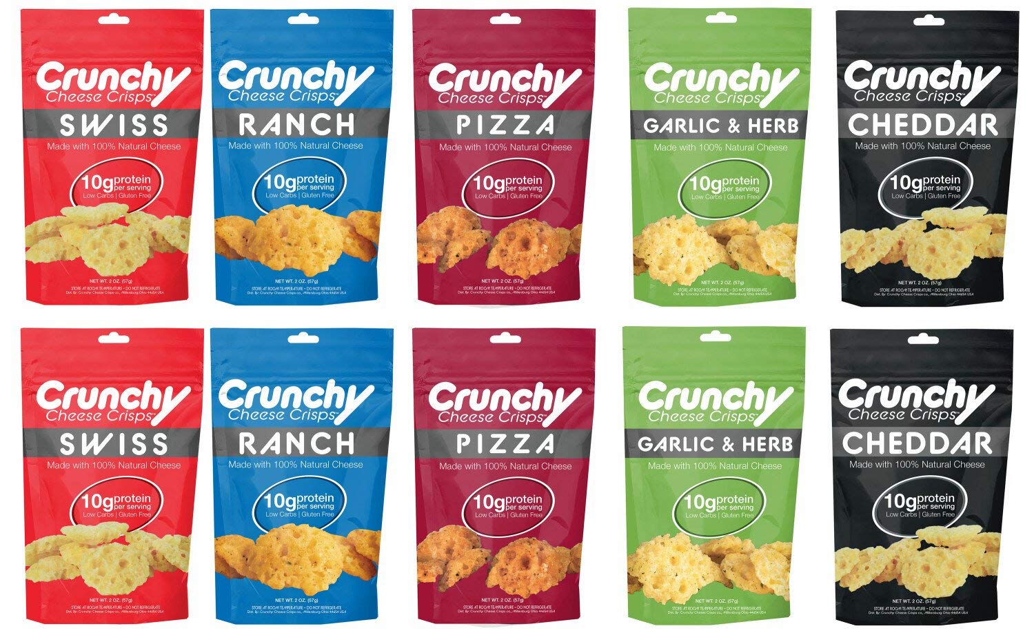 Variety Pack Crunchy Cheese Crisps 10 Pack, Made with 100% All Natural Cheese, Keto Friendly, Gluten Free