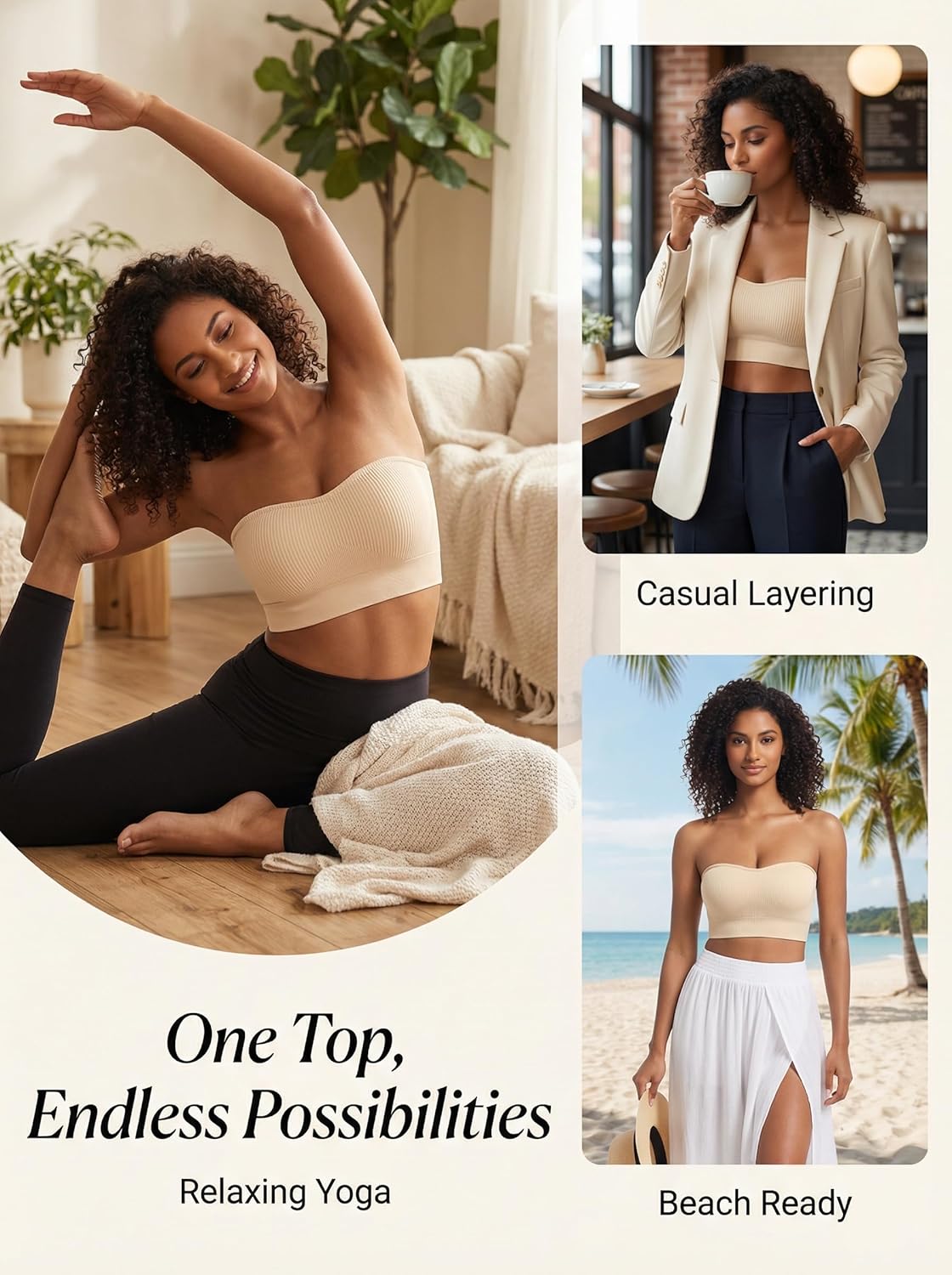 PRETTYWELL Strapless Bra for Women Ribbed Seamless Non-Slip Comfort Padded Wireless Bandeau Bras Wireless Tube Top Bra - Image 7