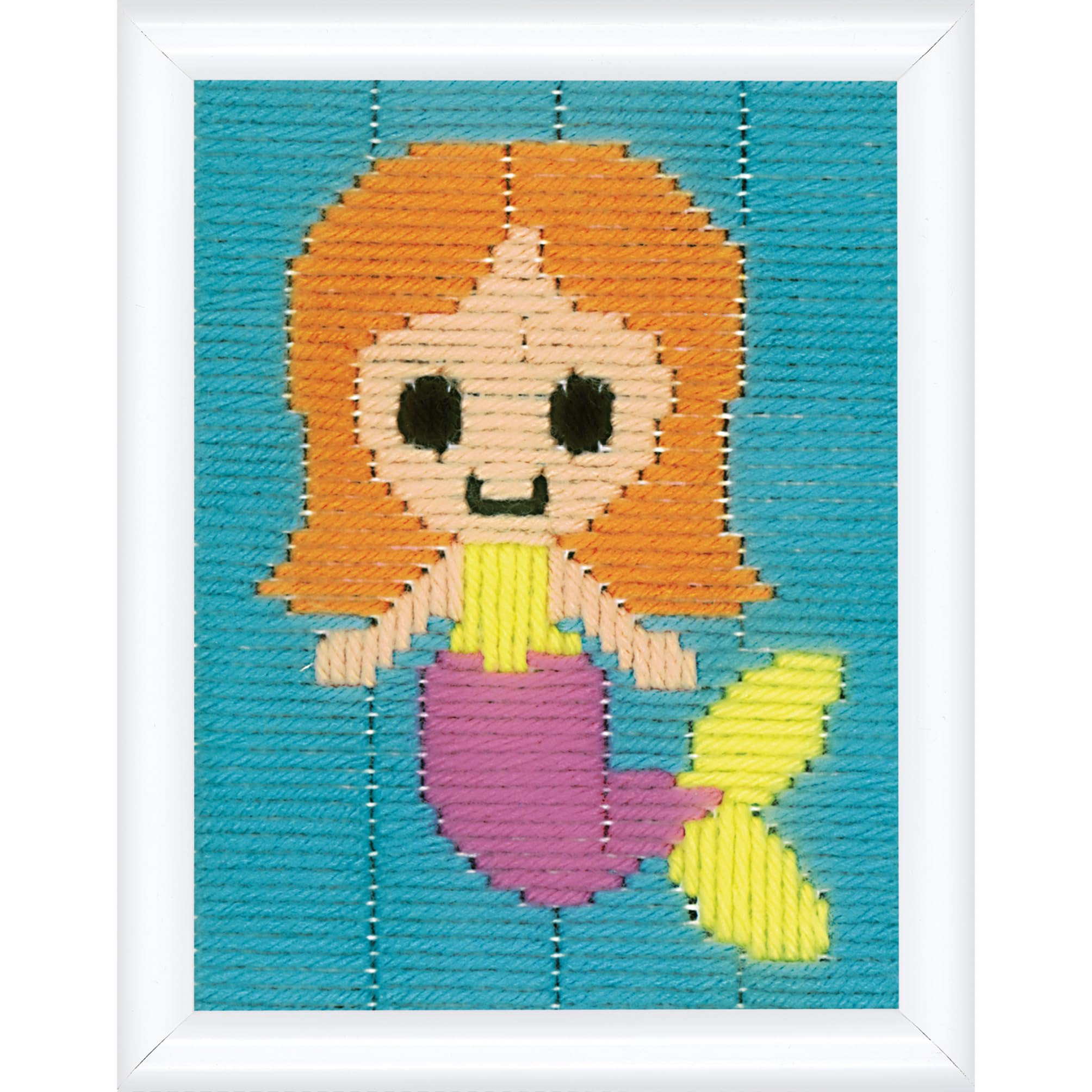 Vervaco Mermaid Educational Long Stitch Craft Kit Creative Leisure DIY Embroidery Set for Beginners Canvas for Embroidery ca. 12.5 x 16cm Beginner Crafts Long Stitch Embroidery