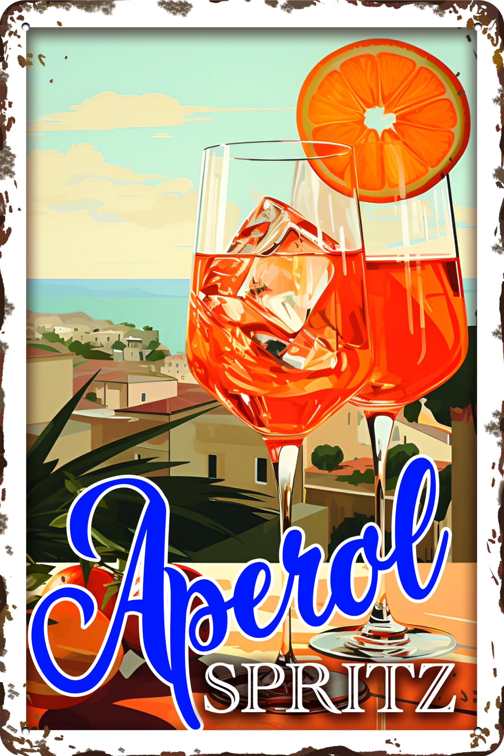 Luckylinde Italy 30 X 20 Cm Retro Tin Sign, Bar Sign, Cocktail Recipe, Summer Feeling - Aperol Spritz - Prosecco (Italy)