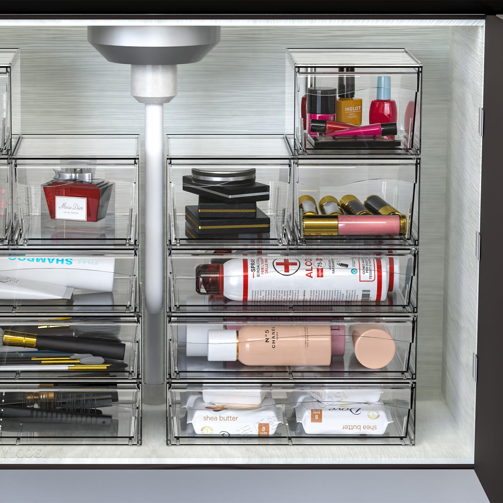 Organisateur Maquillage 2 Pièces Tiroirs Empilables Acrylique - Rangement Salle De Bain