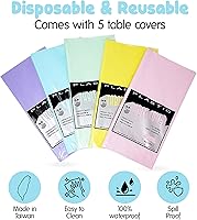 Vista 2 de New Paradise Fundas de mesa desechables y reutilizables de plástico resistente, tamaño rectangular de 54 x 108 pulgadas (5 unidades) - Combo