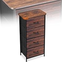 Vista 42 de Cómoda de perfil curvado para dormitorio, cómoda de 4 cajones de tela con parte superior de madera impermeable, cajonera para pasillo, sala