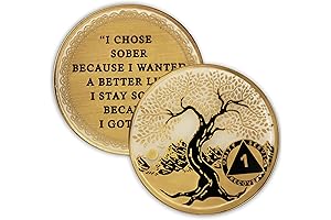 1 Year Sober Chip - Engraved Sobriety Coin in Gold Plated Finish