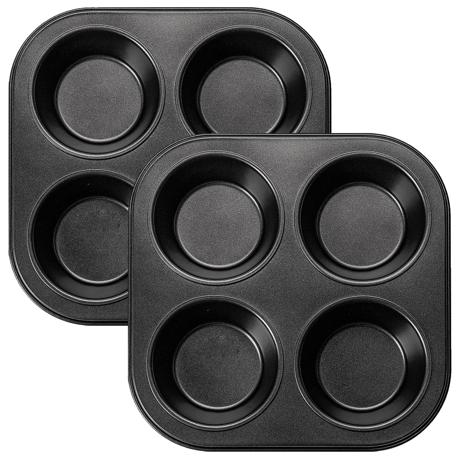 Xoeryoy 2PCS Air Fryer Muffin Pan, 4-Cavity Non-stick Small Muffin Pan, Easy to Clean Carbon Steel Mini Cupcake Molds for Countertop Air Fryer Toaster Oven