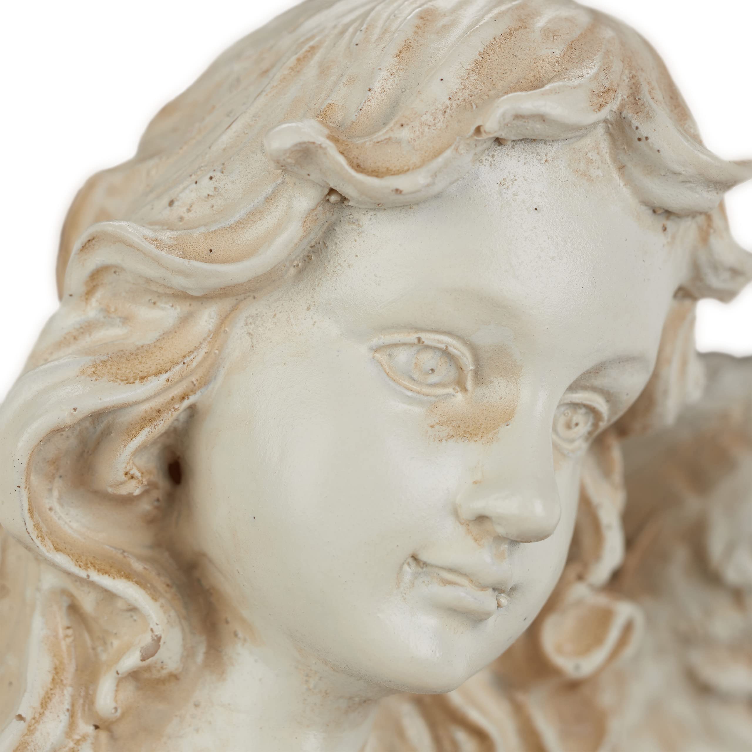 Relaxdays Statuetta Angelo Custode in Piedi, Statua Commemorativa Resistente al Gelo, per Giardino, Poliresina, Crema