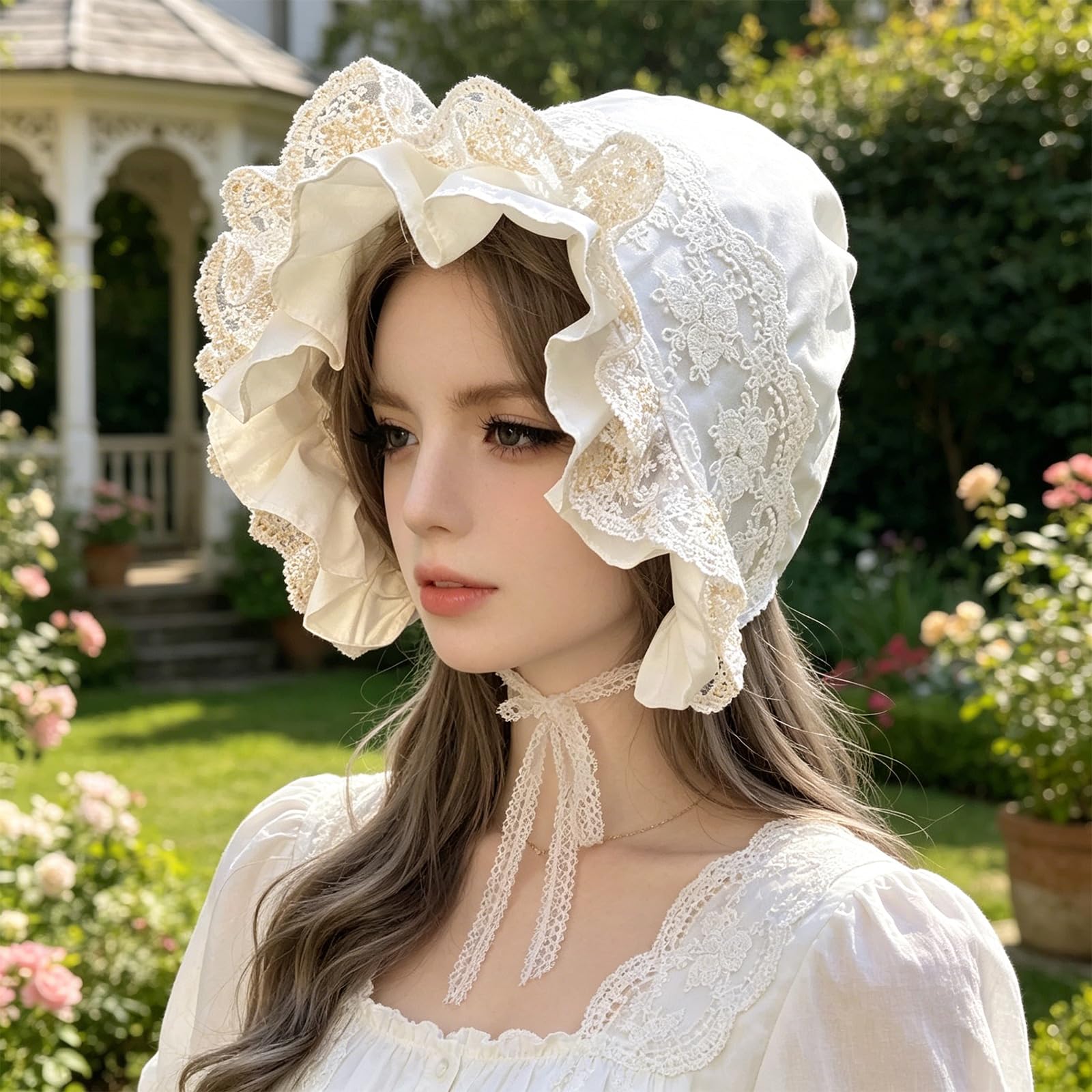 Gorro para mujer, tejido de poliéster, diseño elegante, adecuado para fiestas y fotografías fotográficas, 55 x 60 cm, gorro de encaje para niños pequeños
