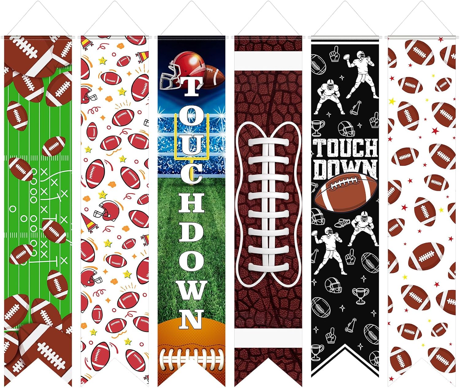 Hahafelt 6 Pcs Football Decoration Banners 61 Inch Football Party Bulletin Board Banner Sports Ball Background Game Porch Door Hanging Decor for Wall Classroom Office Birthday Party Supplies