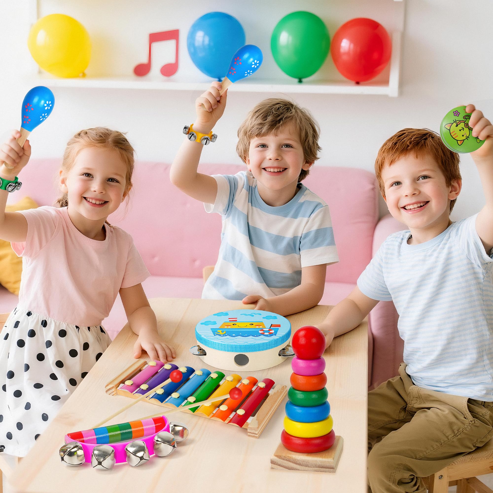 Childom Kids Musical Instruments for Toddlers,Baby Musical Toys for Toddlers,Preschool Educational Kids Gifts,Birthday Gifts for Boys Girls,Kid Xylophone,Kid Maracas,Wooden Instruments Toddler Toys
