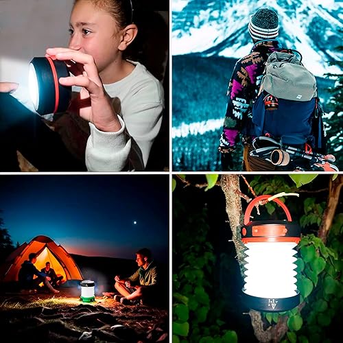Miniatura 2 de Linterna solar para campamento, linternas LED para cortes de energía, luces de campamento, linterna de emergencia, lámpara plegable, recargable con