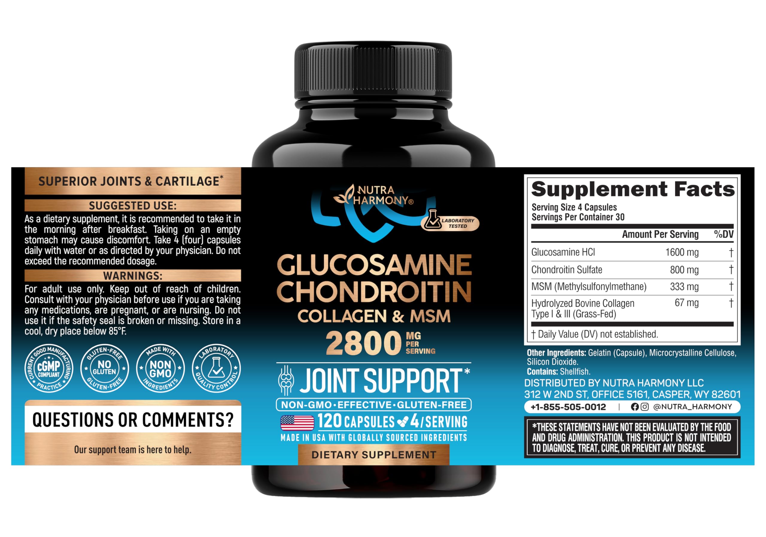 Glucosamine Chondroitin MSM Collagen - Joint Supplements 2800 mg - 120 Caps — Amazon image 2
