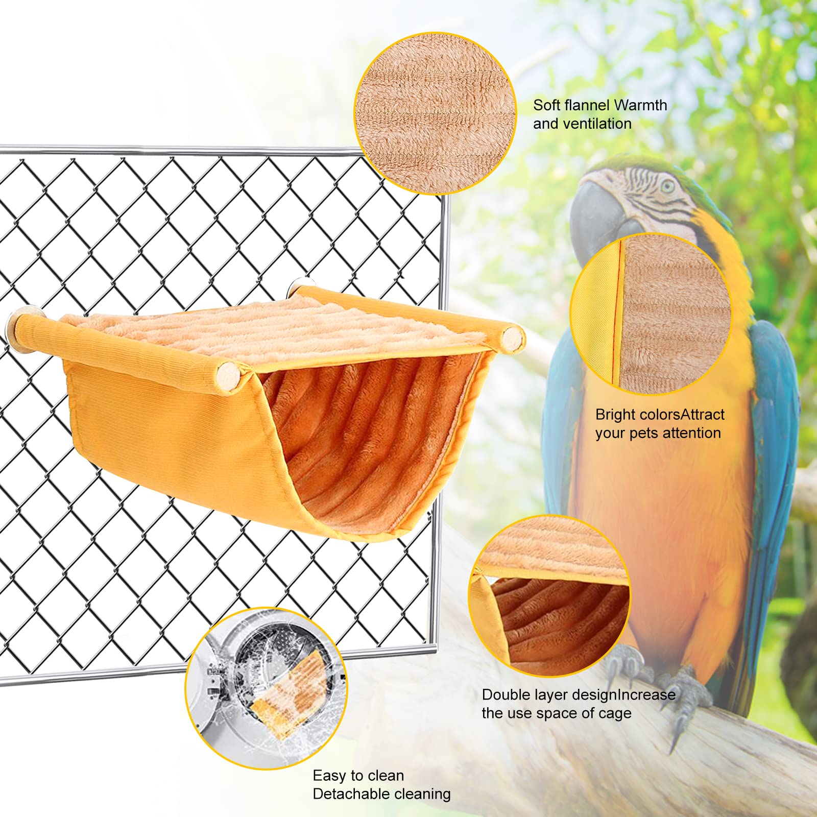 AKONE Hamac à oiseaux Lit superposé - Nichoir à oiseaux - Grottes - Lieux de couchage - Accessoires de cage à oiseaux - Jouet à oiseaux - Lit superposé à suspendre pour perruche, calopsittes, pinsons,