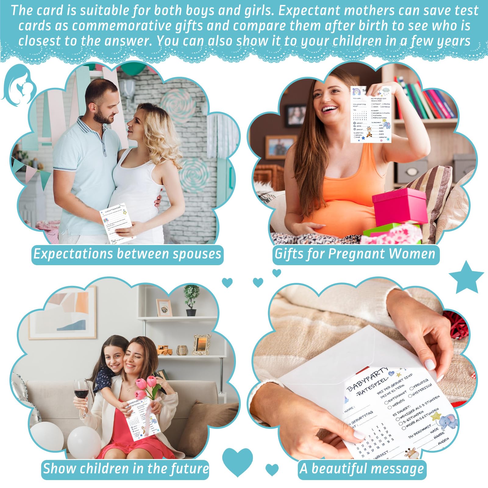 Lhbwhiz 20 carte per baby shower, baby shower o gioco di indovinazione di genere reveal, ragazzi