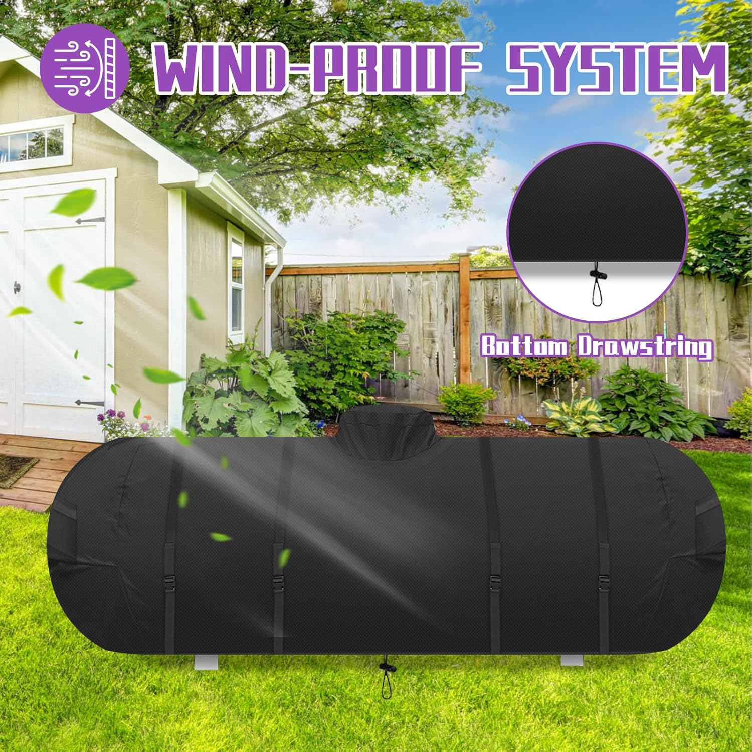 500 gallon propane shrubbery tank coverlarge propane tank cover for 500 gallon tank horizontal,600d Oxford Cloth,Waterproof Uv Resistant & Dustproof (black)
