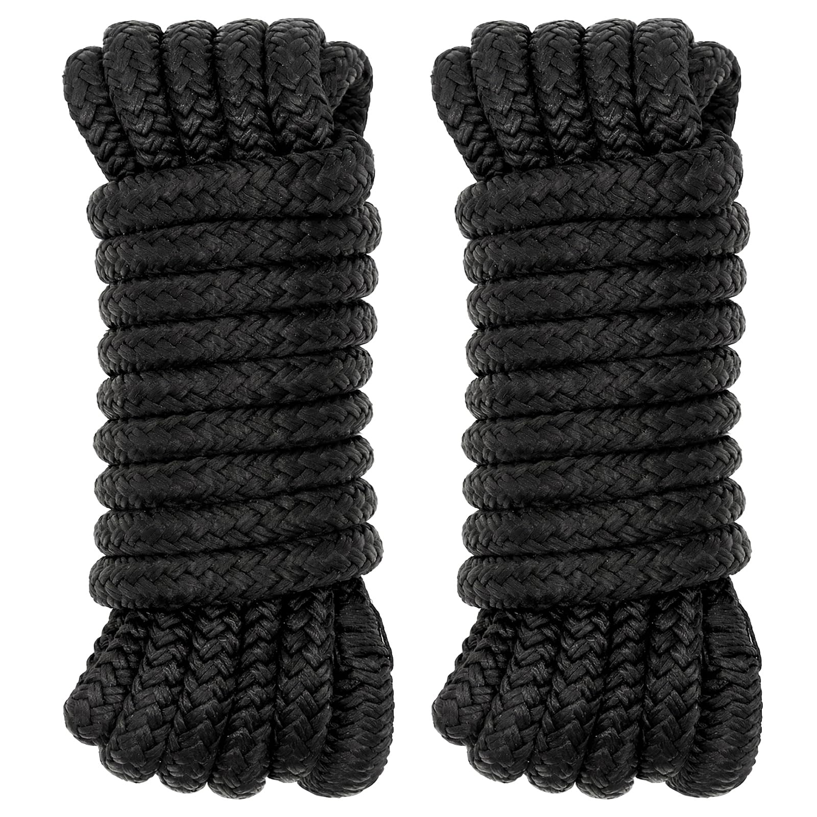 NewDoar 2 Pack 12mm x 4.5M Double Braided Nylon Dock Lines Boat Ropes for Docking with Loop Marine Grade Mooring Lines with 12” Pre-Spliced Eye High Strength Anchor Rope for Pontoon Speedboat Fishing
