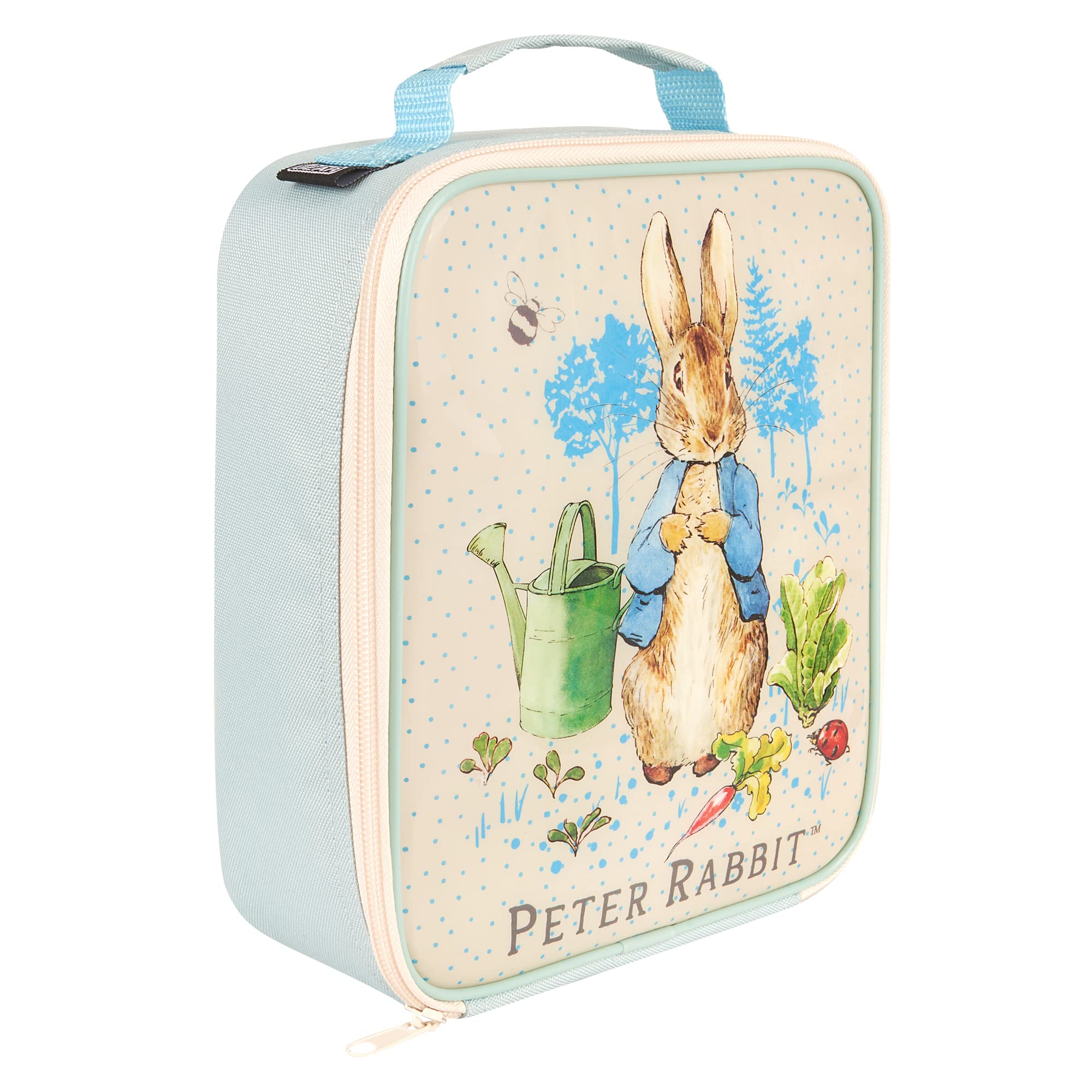 Peter Rabbit Insulated Reusable Kids Lunch Bag with Handle – Official Merchandise 600D Polyester Food Cooler – Durable Food & Drink Thermal Tote for School Nursery Snacks Picnic - Blue & White