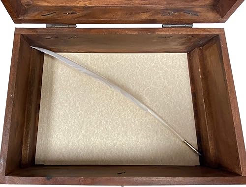 Miniatura 6 de Cofre de escritura de cabrestante marino de ballenero de 14 pulgadas, abrecartas de hueso, pisapapeles de ballena de latón, tinta, tinta, pluma,