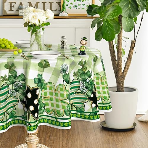 Horaldaily Mantel redondo para el día de San Patricio de 70 x 70 pulgadas diseño de búfalo a cuadros para decoración de fiestas pícnic cenas