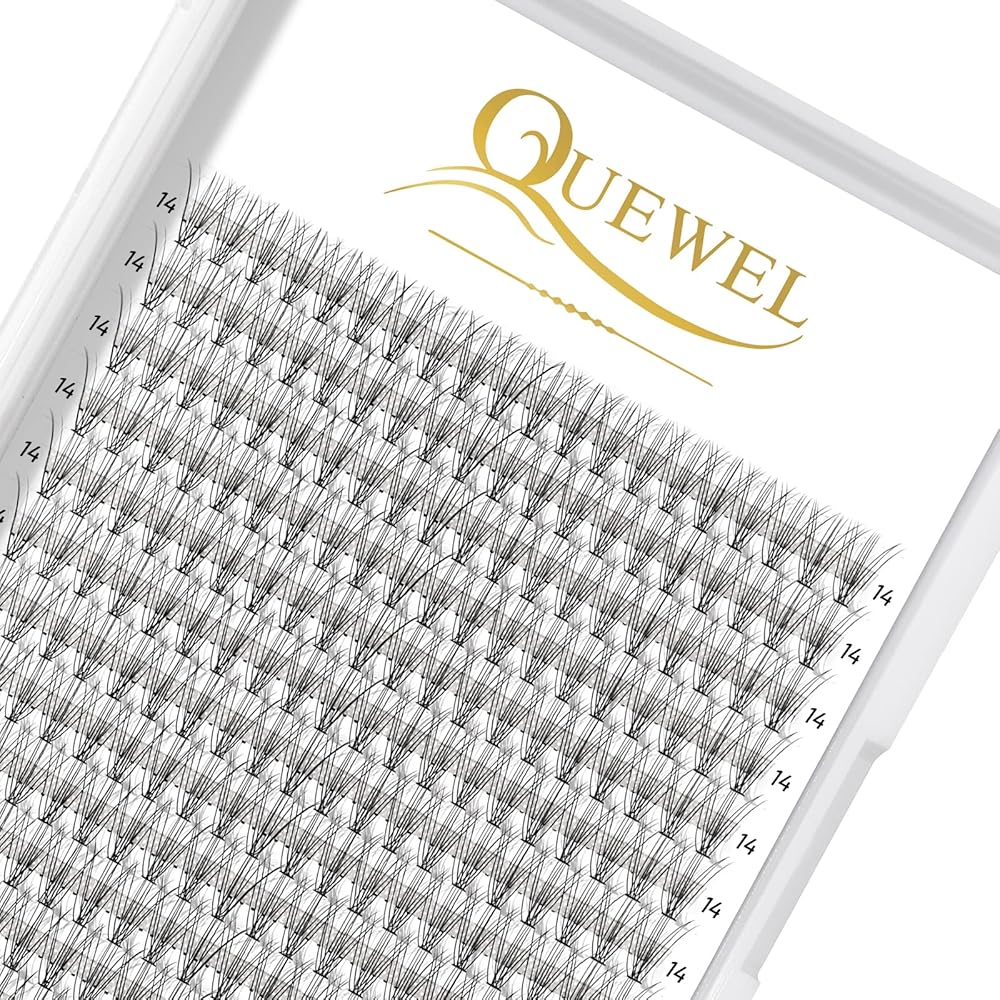 QUEWEL Cluster Lashes 240Pcs Individual Lashes 10D 0.10C Curl 14mm Knot-Free Lash Extensions Clusters Lashes Soft&Natural False Eyelashes Individual DIY Eyelash Extension at Home(10D 0.10C 14)