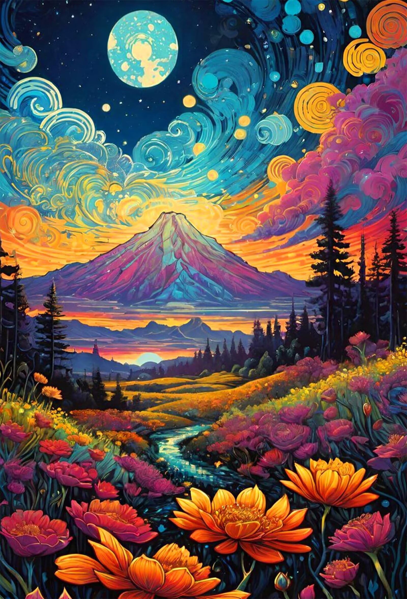 Puzzle Adulte 1500 Pièces Fleurs Forêt Montagne 87 x 57 cm Puzzles pour Adultes Jeu éducatif Puzzle Impossible Puzzles 1500 Pièces Adultes
