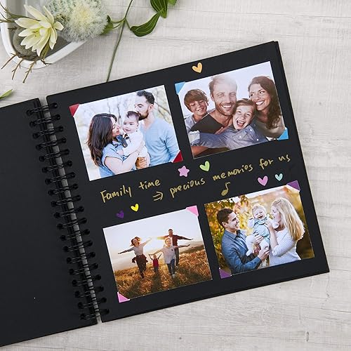 Miniatura 3 de Álbum de 8 x 8 pulgadas con tapa dura, 80 páginas de cartulina y espiral metálico, ideal como álbum de fotos y para hacer collages, un buen regalo
