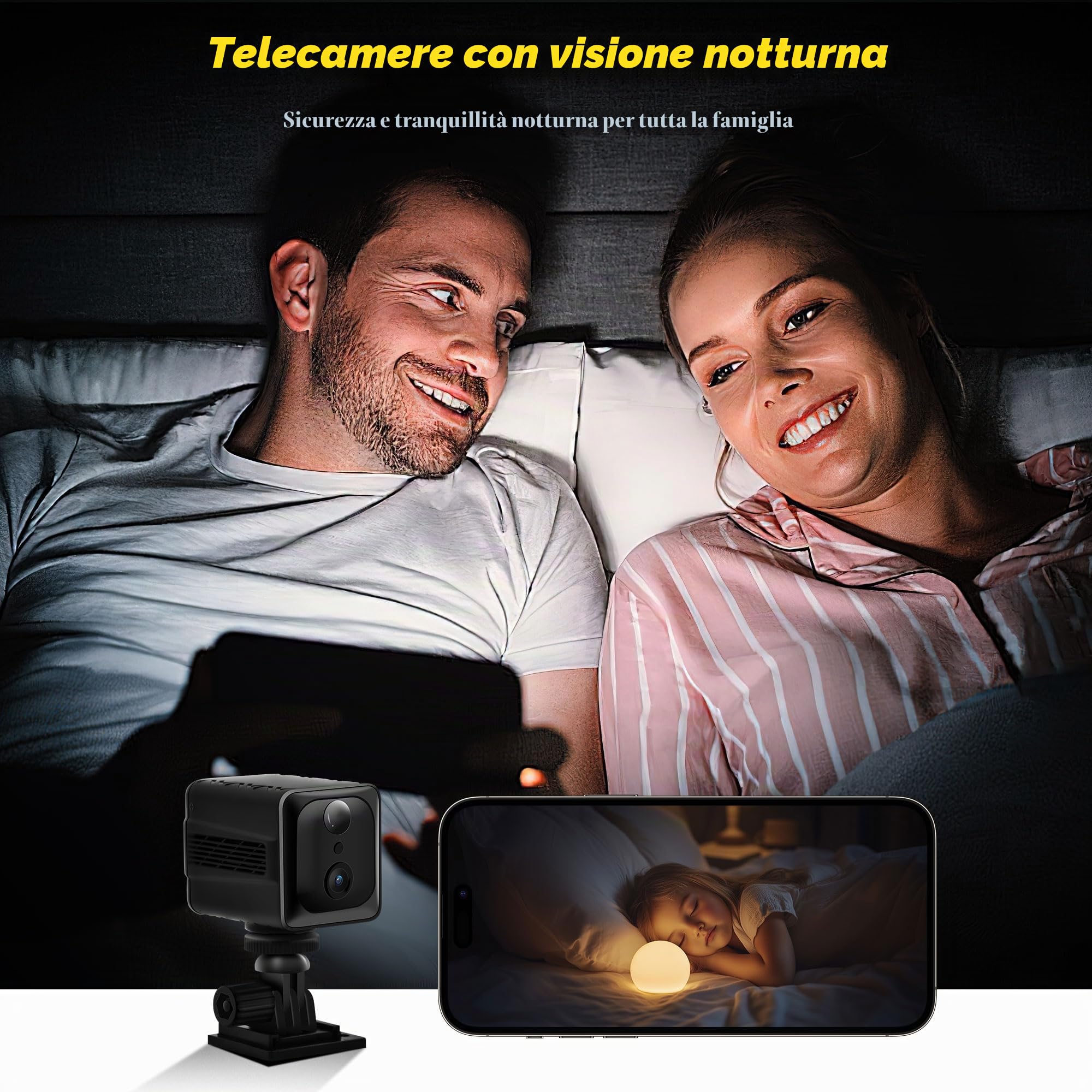 Telecamera Spia 4K, Aggiornato Mini Telecamera Spia Nascosta | Sicurezza Camera Wifi Interno Senza Fili per Casa, Microcamera Videocamera con Audio, Batteria da 3000mAH, Visione Notturna