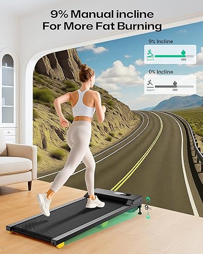 Miniatura 2 de UREVO Cinta de correr 2 en 1 para debajo del escritorio fácil de instalar con pantalla LED dual y control remoto 25 HP portátil para correr caminar