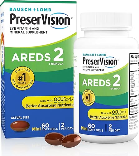 Miniatura 1 de PreserVision AREDS 2 Suplemento de vitaminas y minerales para ojos contiene luteína vitamina C zeaxantina zinc y vitamina E 60 mini cápsulas blandas