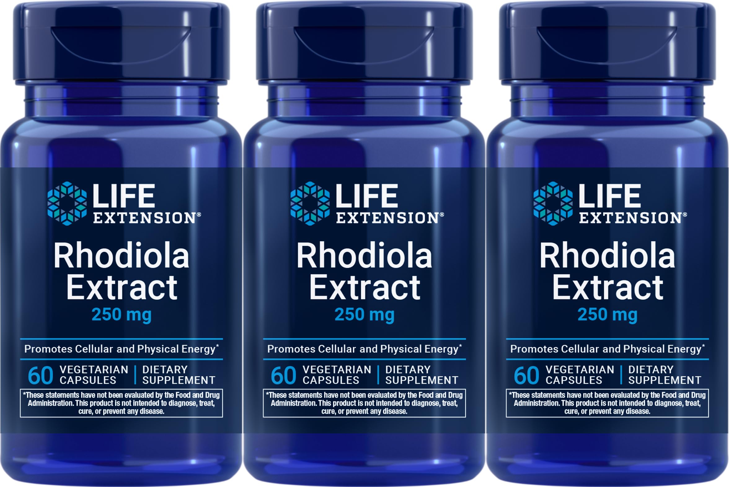 Life Extension Rhodiola Extract, 60 Vegetarian Capsules (Pack of 3)