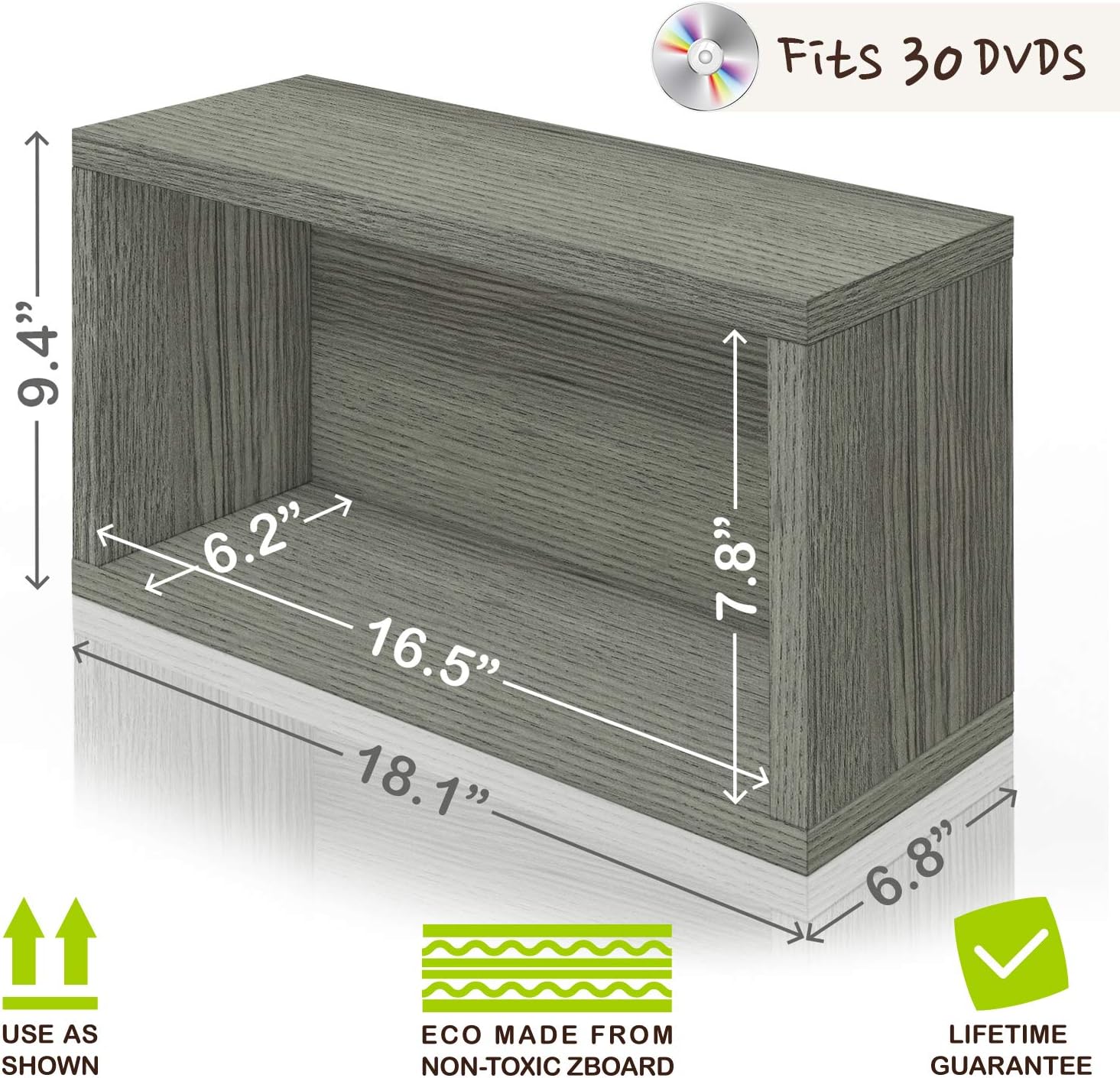 Way Basics Media Storage Rack Shelf Organizer Holds 30 PS5 Games, DVDs, Blu-Rays (Tool-Free Assembly and Uniquely Crafted from Sustainable Non Toxic zBoard Paperboard), Grey : Home & Kitchen