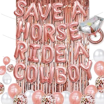 Bachelorette Party Decorations Bridal Shower Decorations Bachelorette Party Supplies Rose Gold Bachelorette Decorations For Party Kit Bride To Be Balloons Save A Horse Ride A Cowboy Balloons Banner