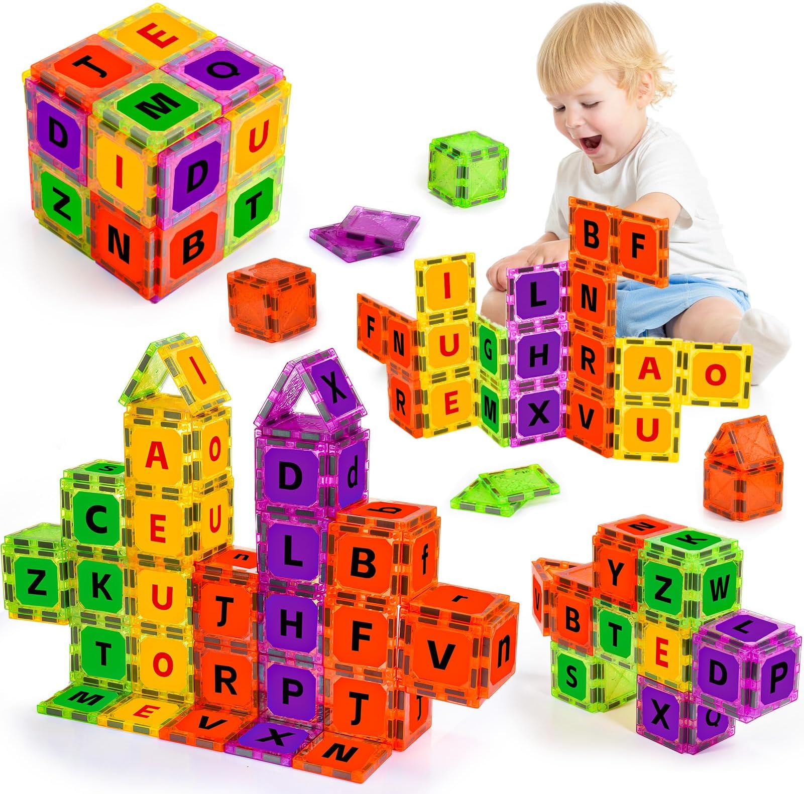 Amazon.com: Magnetic Tiles Letters Toys, Alphabet Learning Toys for ...