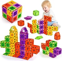 Windidi 48PCS Magnetic Alphabet Tiles Letters Toys for Toddlers 1-8 - Educational Building, Spelling & STEM Toy for Preschool Classroom