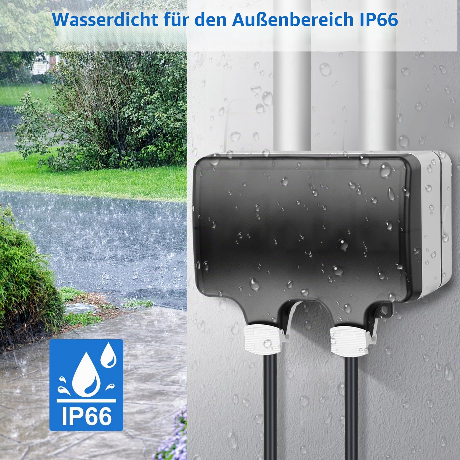 Verteilerkasten Aufputz mit Stromzähler,Kleinverteiler Aufputz Complete with Leckschutz 16A and Socket,Surface-Mounted Distribution Box wasserdichte IP66|8 Modules