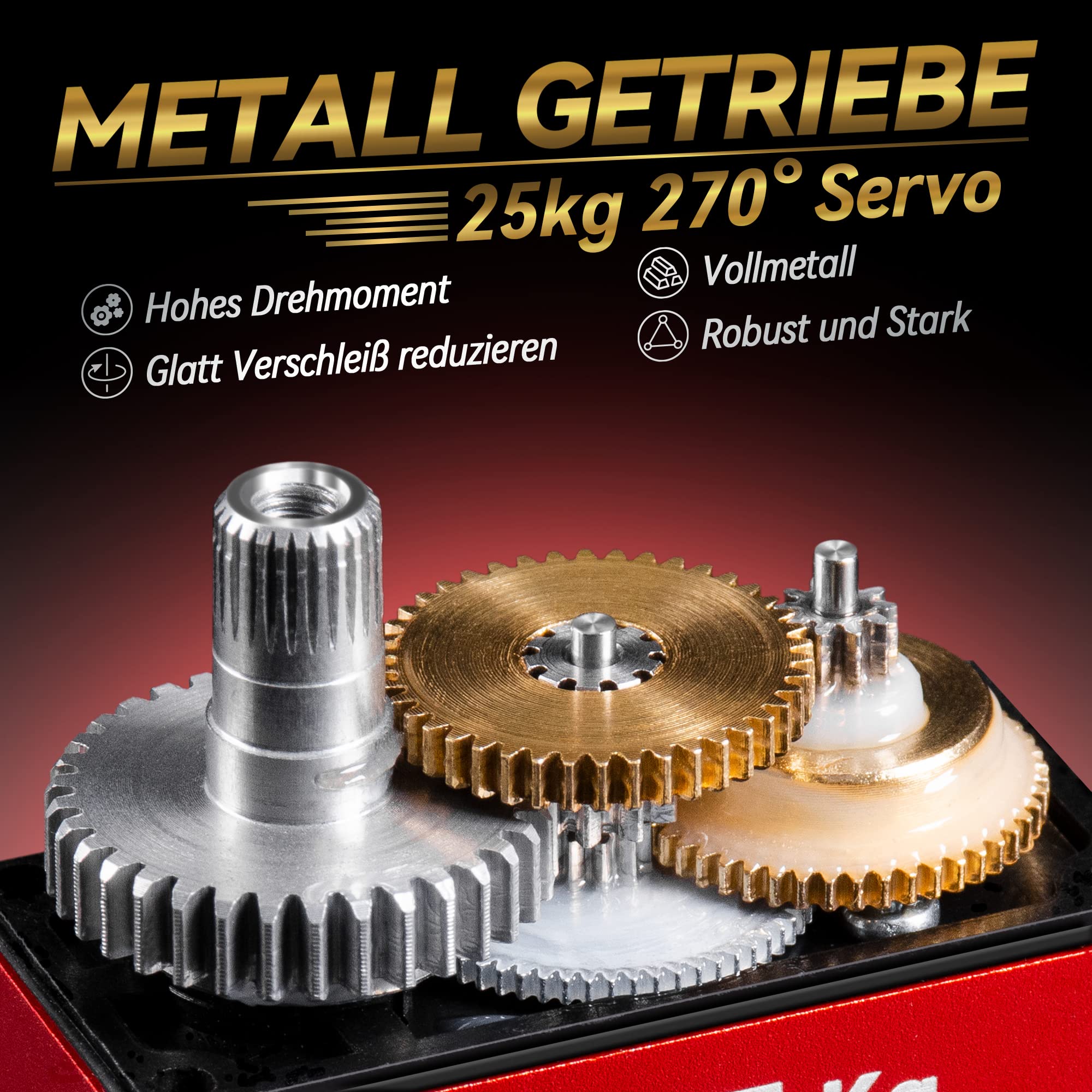 Miuzei serwo cyfrowe 25 kg, wodoodporne, wysoki moment obrotowy, metalowa przekładnia 270 stopni, serwo+silnik dla mini RC samochodów 1/8 1/10 1/12, robota, samolotu, łodzi z 25T róg serwo, kabel