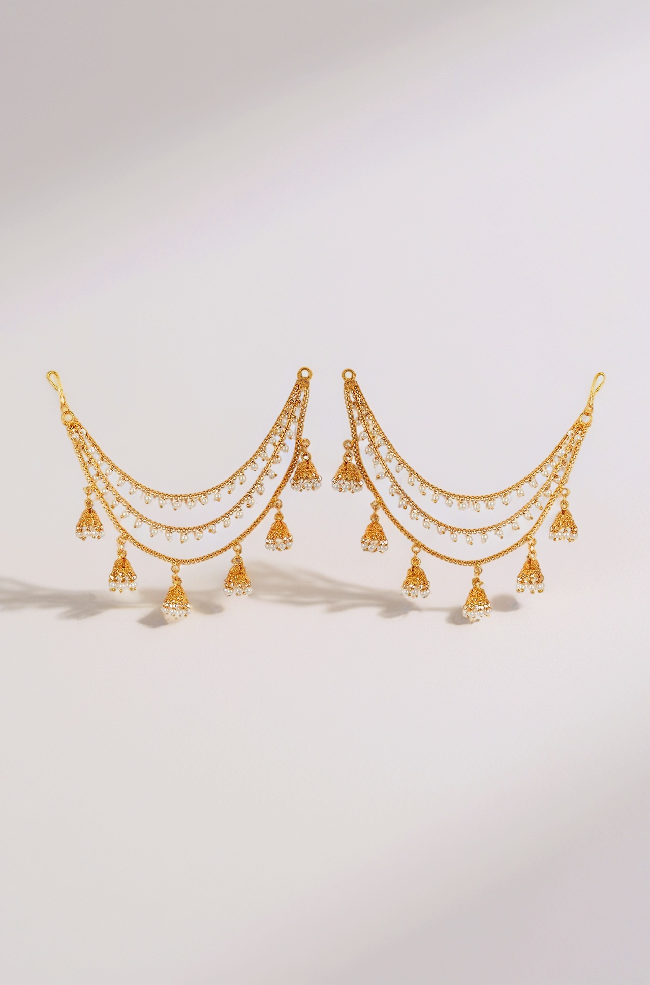 ZENEME Women's Golden Gold Plated Long Hair Chain Jewellery Earring