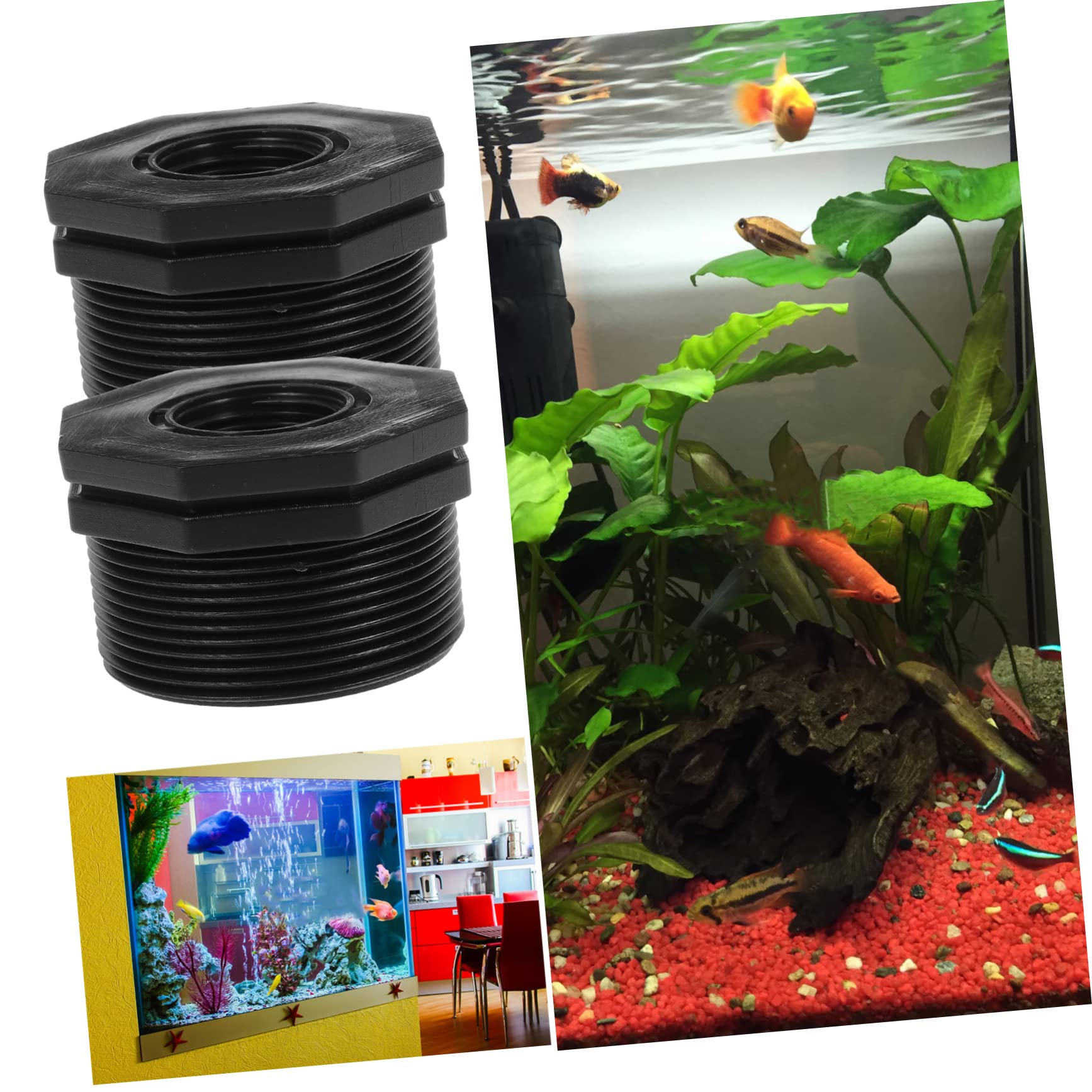 Mipcase 2sets Water Tote Hose Adaptor Hose Connector for Water Tanks Fitting 2 to 3/4 Inch Durable Easy to Install 2pcs*2