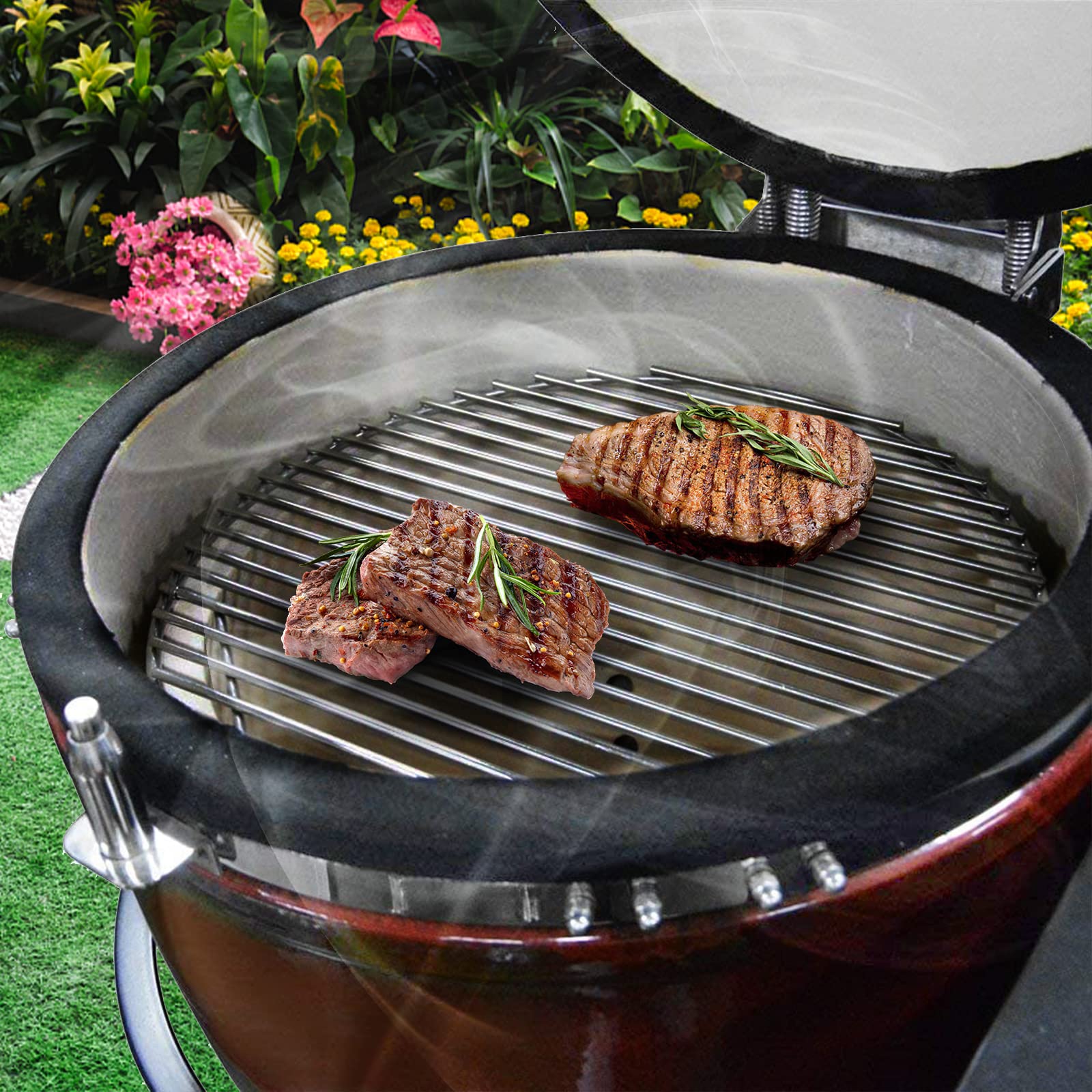 Green Egg Accessories Half Moon Reversible Griddle For Kamado Joe