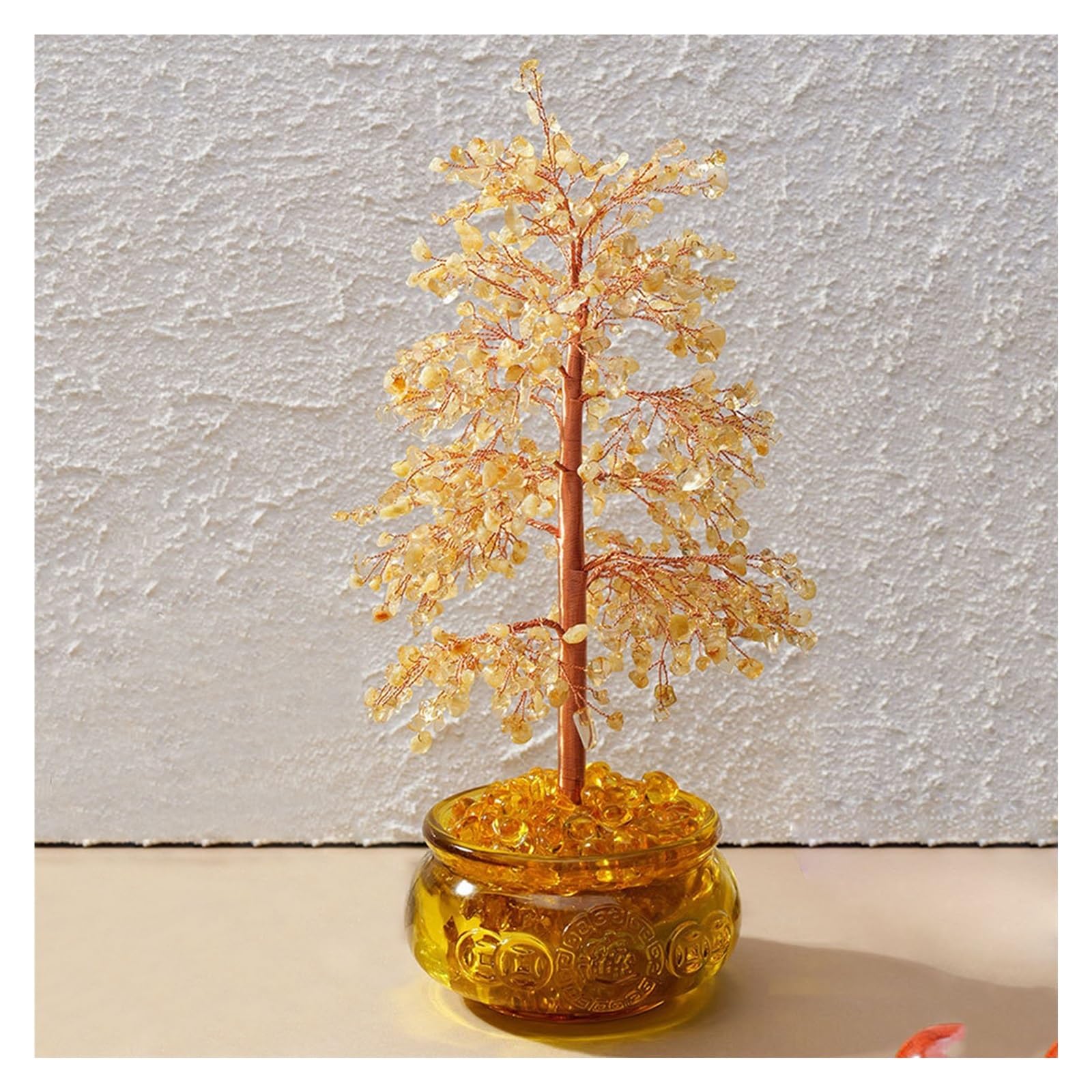 Money Tree Natural Citrine Gemstone Feng Shui Bonsai Crystal Tree Chakra with Healing Properties Money of Life for Positive Energy Good Luck Wealth Crystal Tree