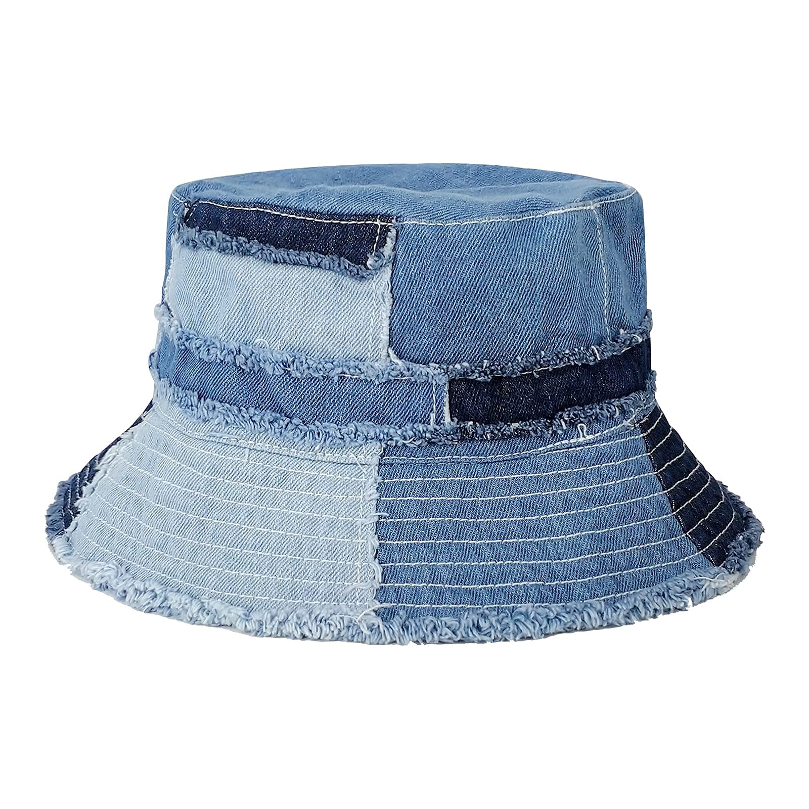 GuanGu Denim Bucket Hat for Women Washed Packable Summer Beach Sun Hats Mens Womens Bucket Hat for Travel