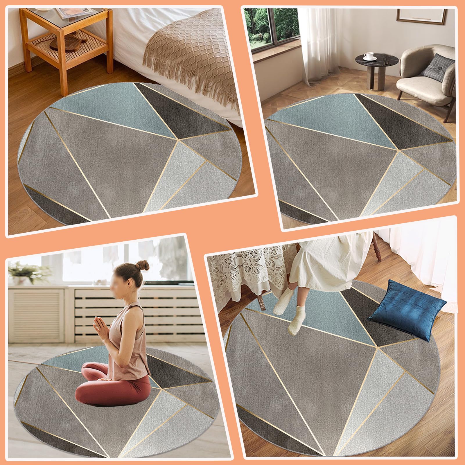 Tapis Chaise de Bureau, Rond Tapis Protection Sol Chaise Bureau, Tapis de Sol Bureau Tissu, Antidérapant, Tapis de Sol pour Bureau Plancher de Bois, Tapis de Protection en Carrelage 80cm