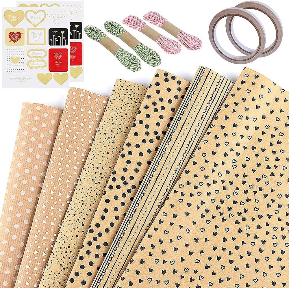 Youmine クラフトラッピングペーパーセット 12枚ブラウンギフトラップペーパー 最大12 Offクーポン マルチパターン 格子 ドット ホリデーウェディングラップ用 ウェーブ ストライプ Youmine クラフトラッピングペーパーセット 12枚ブラウンギフトラップペーパー 最大12 Offクーポン マルチパターン 格子 ドット ホリデーウェディングラップ用 ウェーブ ストライプ