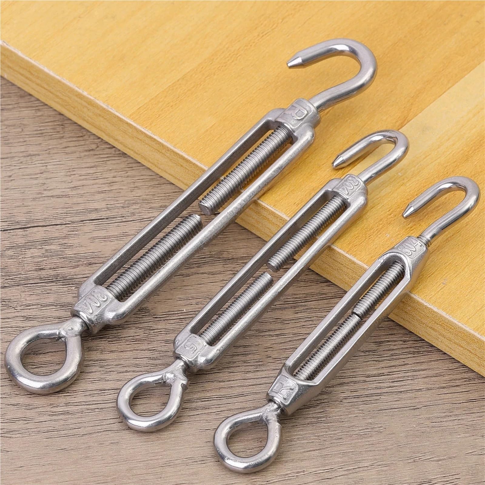 10/5 pezzi di tenditori regolabili con gancio e occhiello in acciaio inossidabile for tende da sole esterno, stendibiancheria, cavi giardino Tenditori(10PCS,M5)